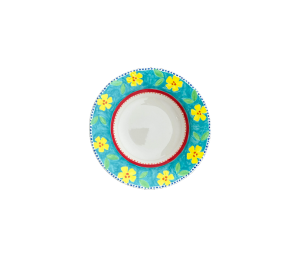Oak Park Color Me Mine Floral Blue Rimmed Bowl